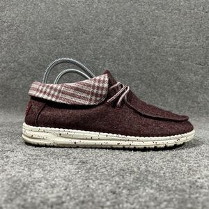 Hey Dude Britt Houndstooth Burgundy Confort Casual Shoe Loafer Women's Size 7